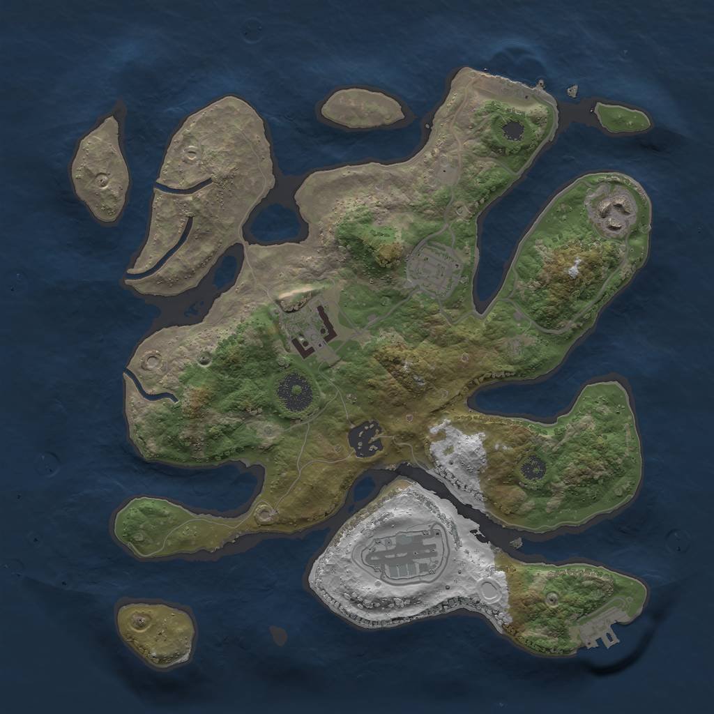 Rust Map: Procedural Map, Size: 3000, Seed: 3523, 12 Monuments