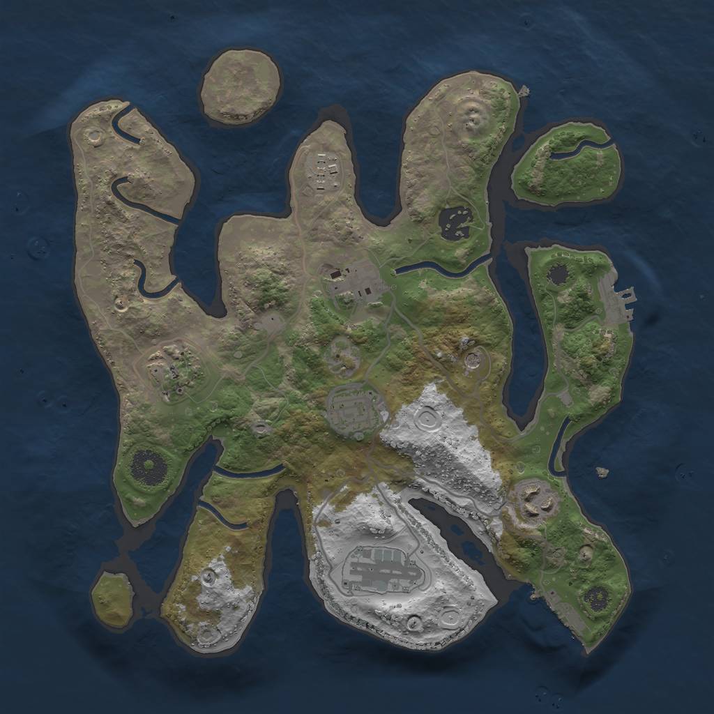 Rust Map: Procedural Map, Size: 3000, Seed: 1382648662, 18 Monuments