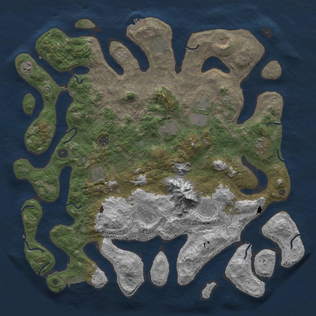 Rust Map: Procedural Map, Size: 5000, Seed: 212, 19 Monuments