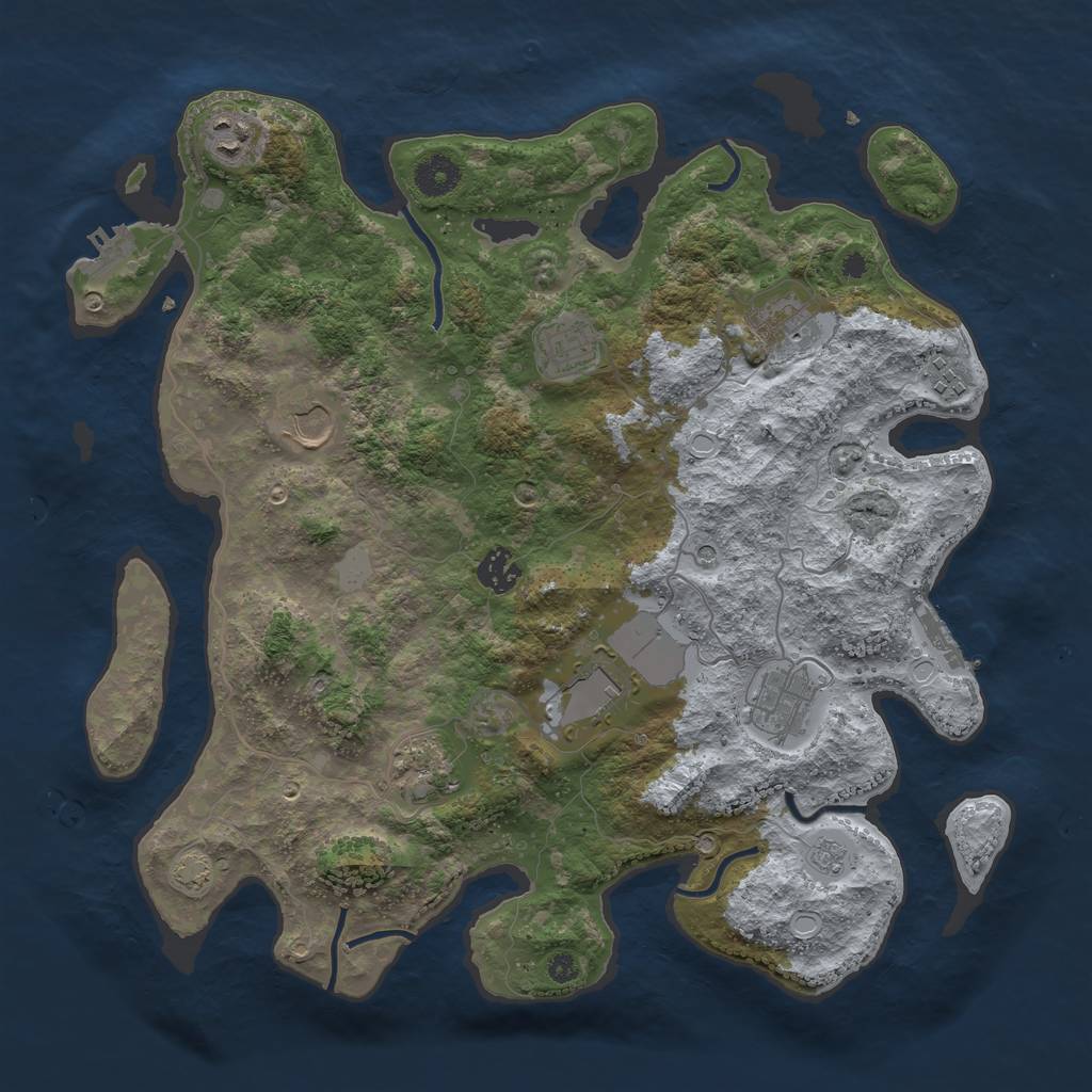 Rust Map: Procedural Map, Size: 3800, Seed: 91005, 17 Monuments