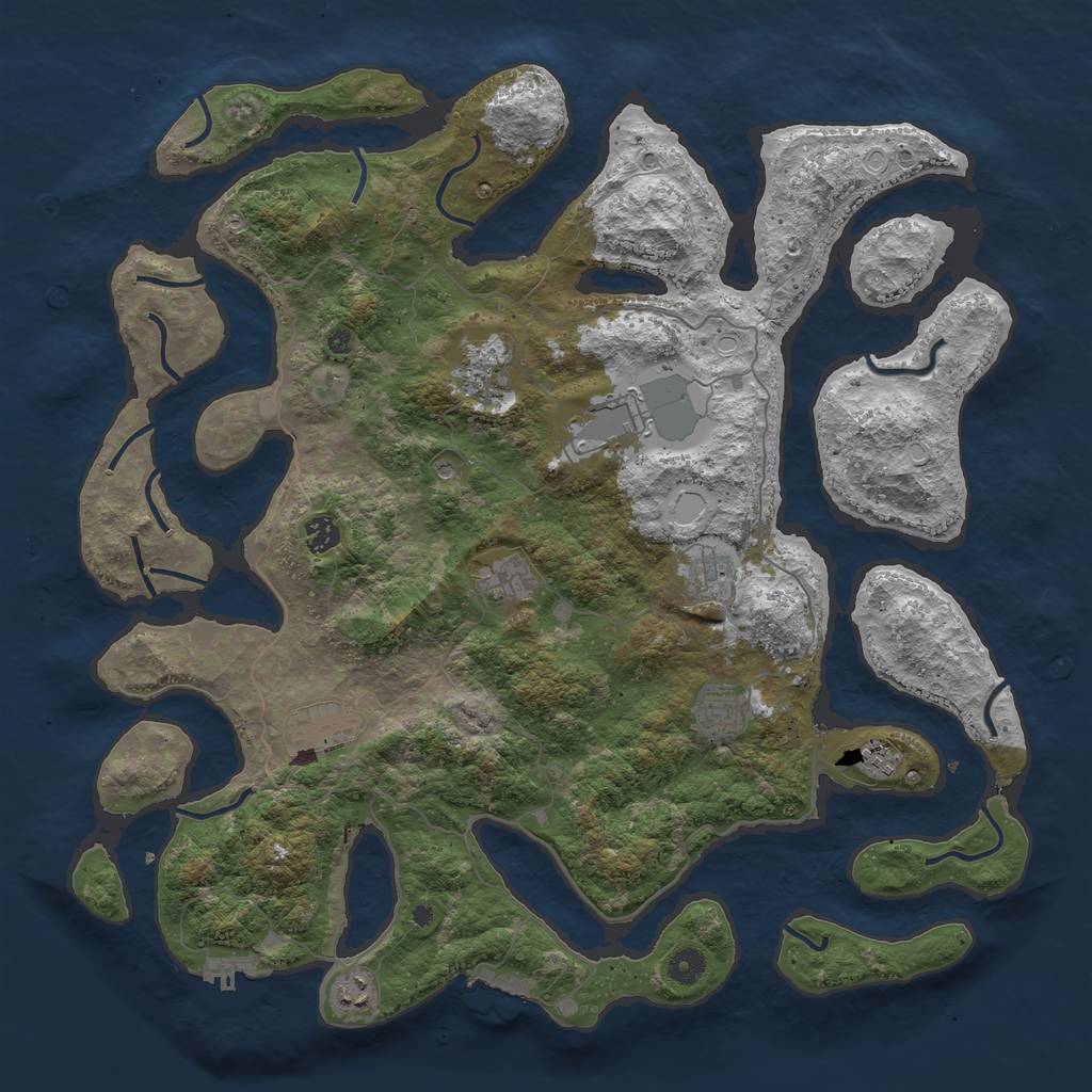 Rust Map: Procedural Map, Size: 4500, Seed: 111005, 17 Monuments