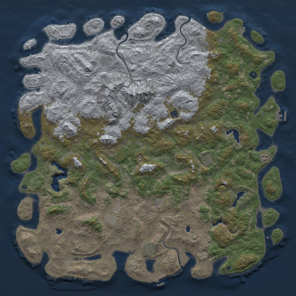 Rust Map: Procedural Map, Size: 6000, Seed: 63412723, 17 Monuments