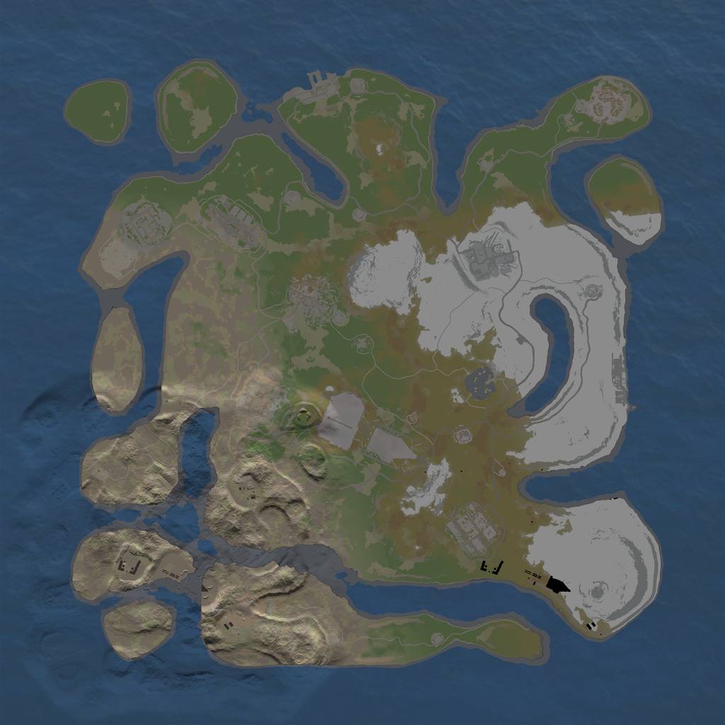 Rust Map: Barren, Size: 3500, Seed: 356, 15 Monuments