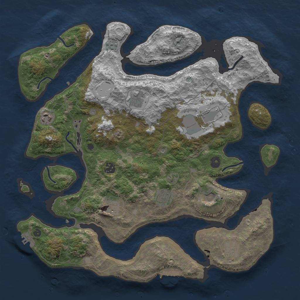 Rust Map: Procedural Map, Size: 4000, Seed: 1561885935, 17 Monuments