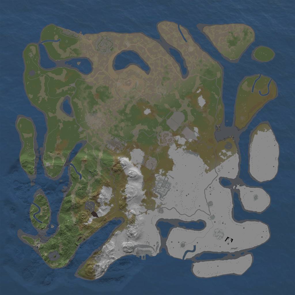 Rust Map: Procedural Map, Size: 4096, Seed: 101005, 13 Monuments