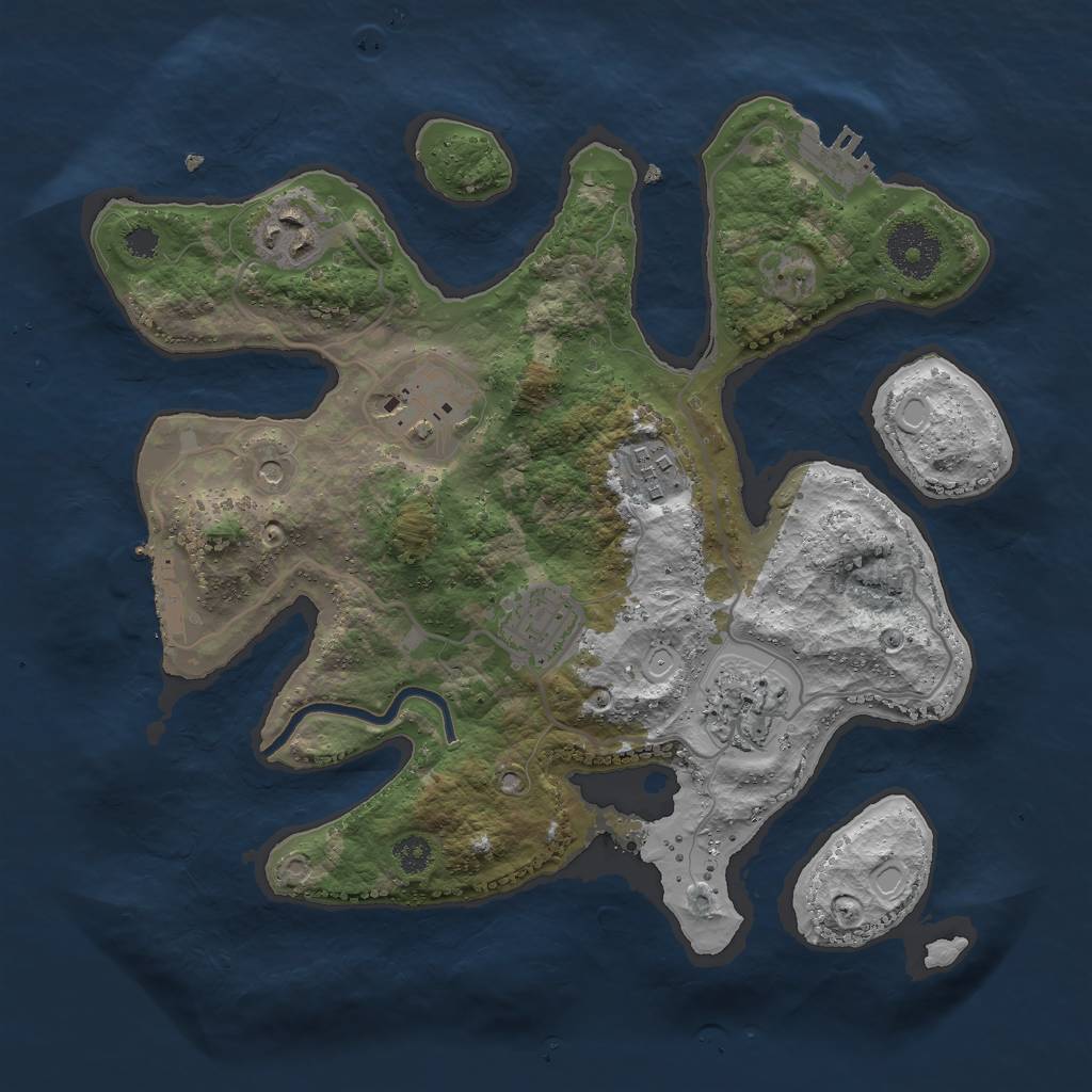 Rust Map: Procedural Map, Size: 3000, Seed: 11761, 16 Monuments