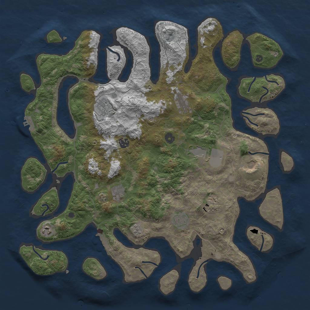Rust Map: Procedural Map, Size: 4500, Seed: 793197, 18 Monuments
