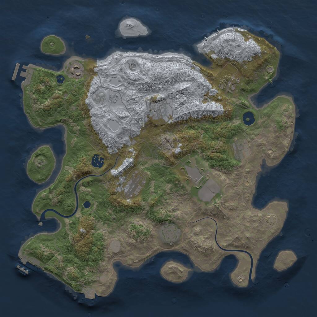 Rust Map: Procedural Map, Size: 3700, Seed: 1334857635, 14 Monuments