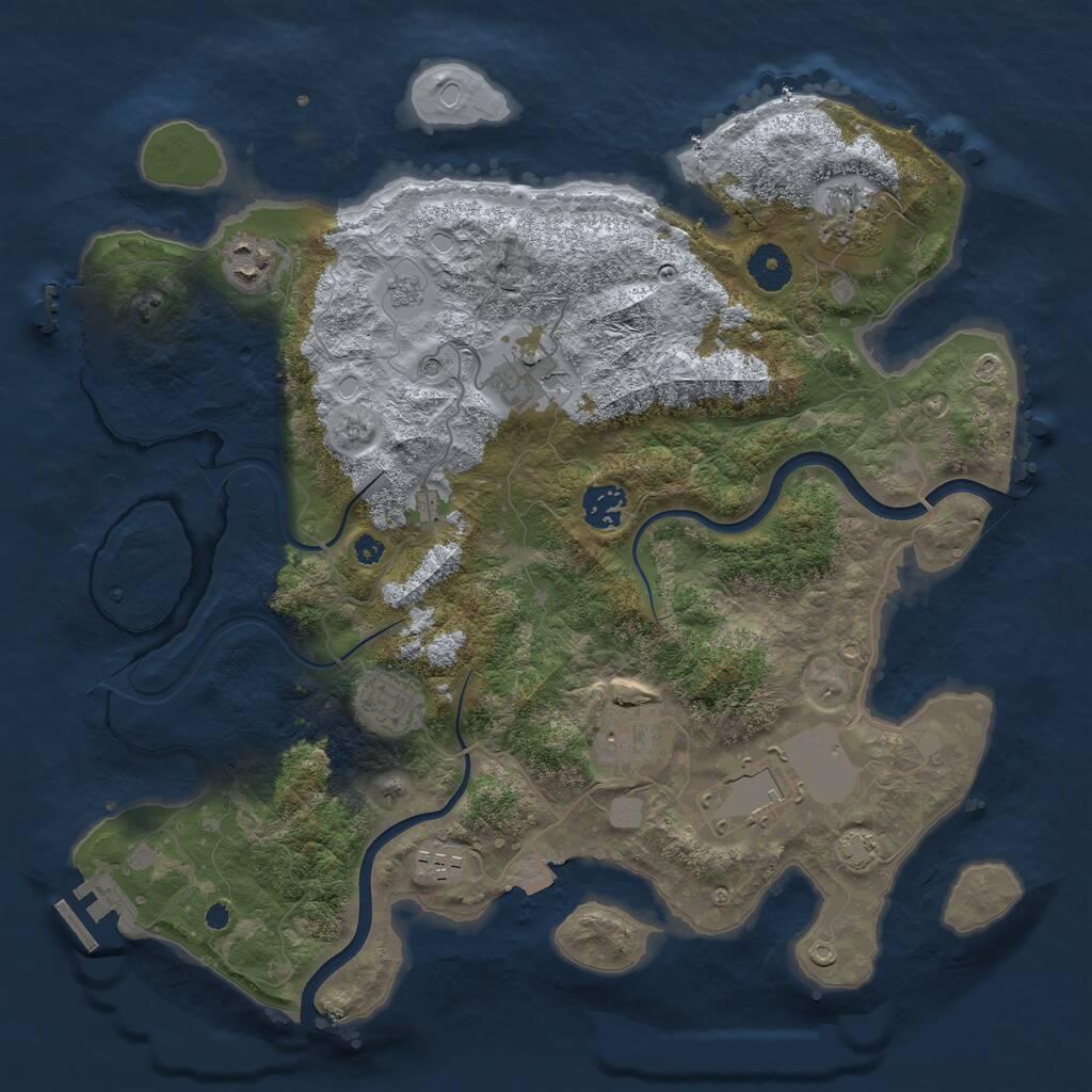 Rust Map: Procedural Map, Size: 3700, Seed: 1334857635, 14 Monuments