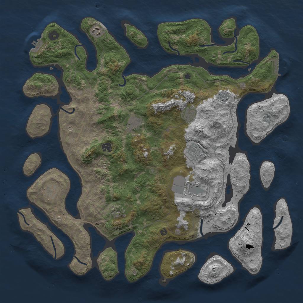 Rust Map: Procedural Map, Size: 4500, Seed: 438364, 20 Monuments