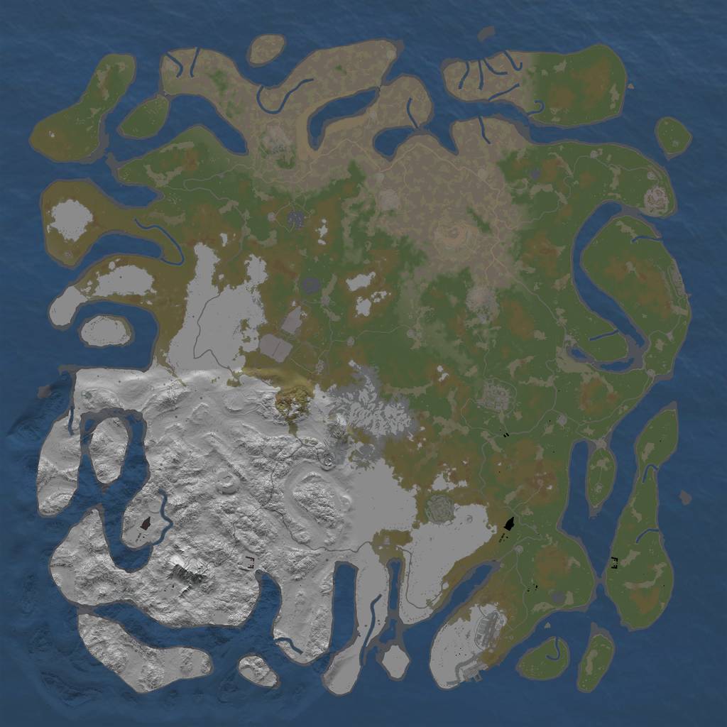 Rust Map: Procedural Map, Size: 6000, Seed: 38977614, 16 Monuments