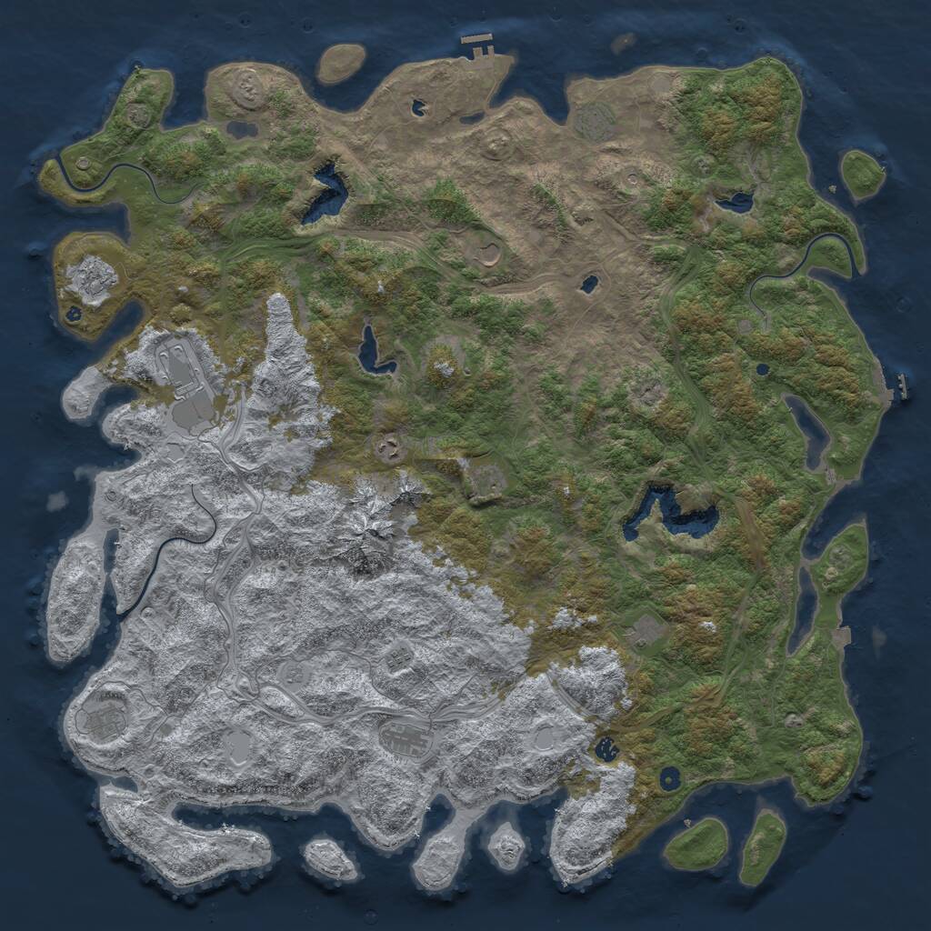Rust Map: Procedural Map, Size: 6000, Seed: 38977614, 17 Monuments