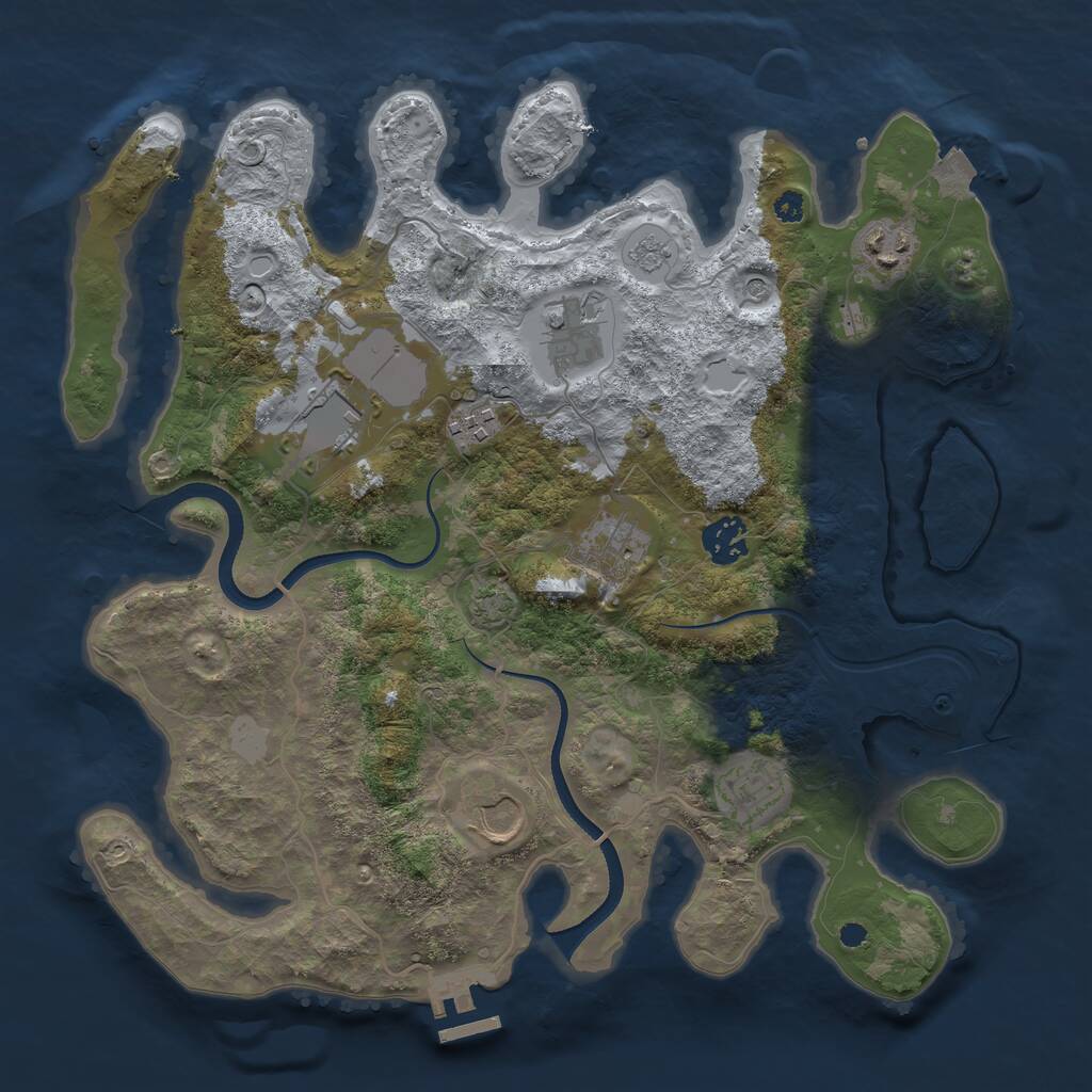 Rust Map: Procedural Map, Size: 3500, Seed: 677869636, 13 Monuments