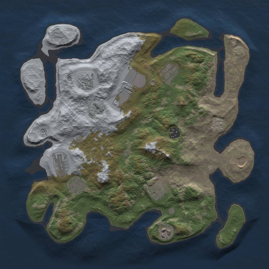 Rust Map: Barren, Size: 3500, Seed: 8, 14 Monuments