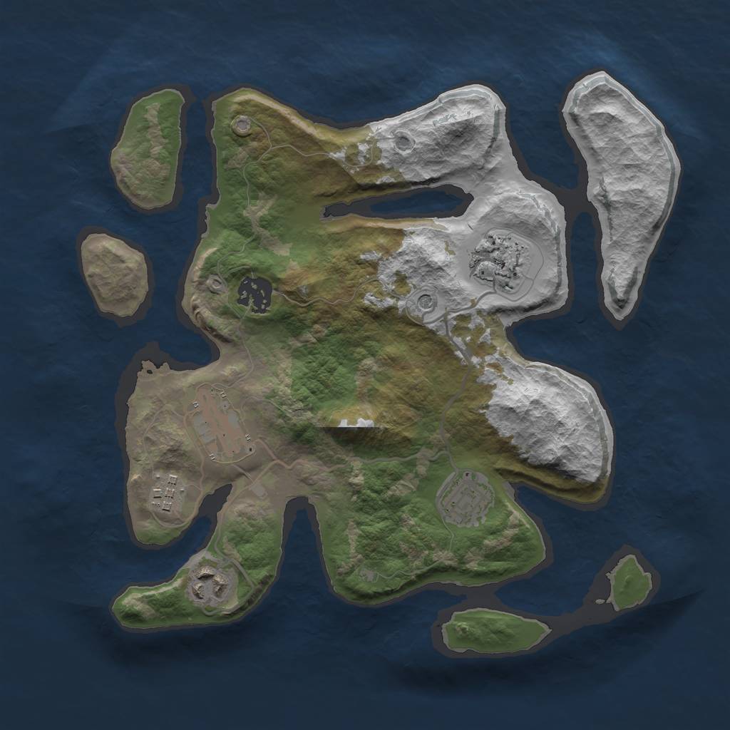 Rust Map: Barren, Size: 3000, Seed: 537127851, 9 Monuments