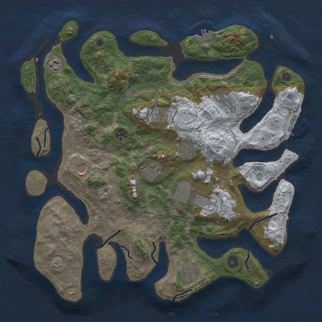 Rust Map: Procedural Map, Size: 4000, Seed: 5203, 19 Monuments