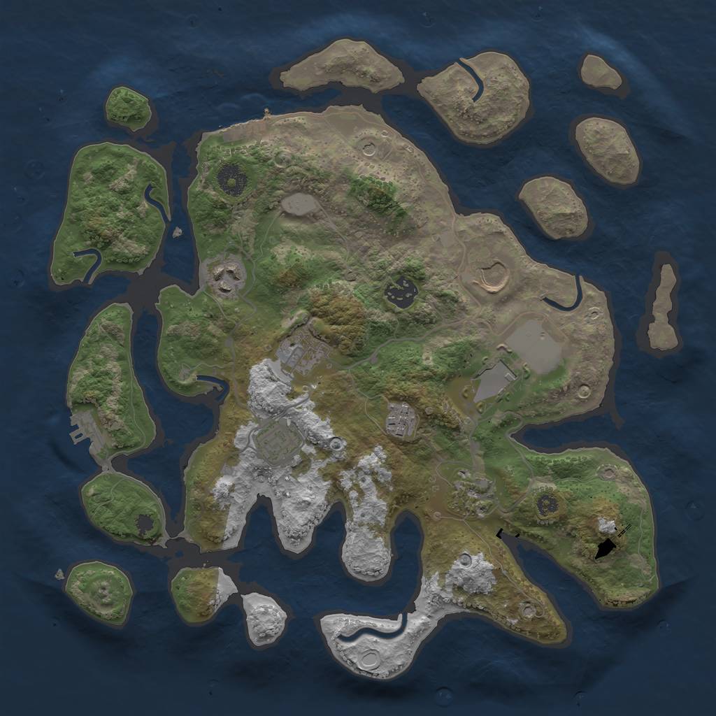 Rust Map: Procedural Map, Size: 3500, Seed: 2067269807, 16 Monuments