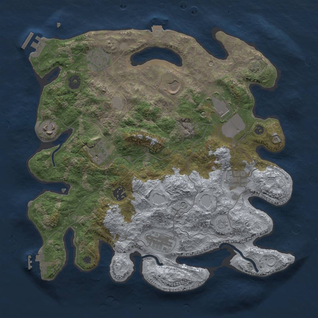 Rust Map: Procedural Map, Size: 3500, Seed: 807, 14 Monuments