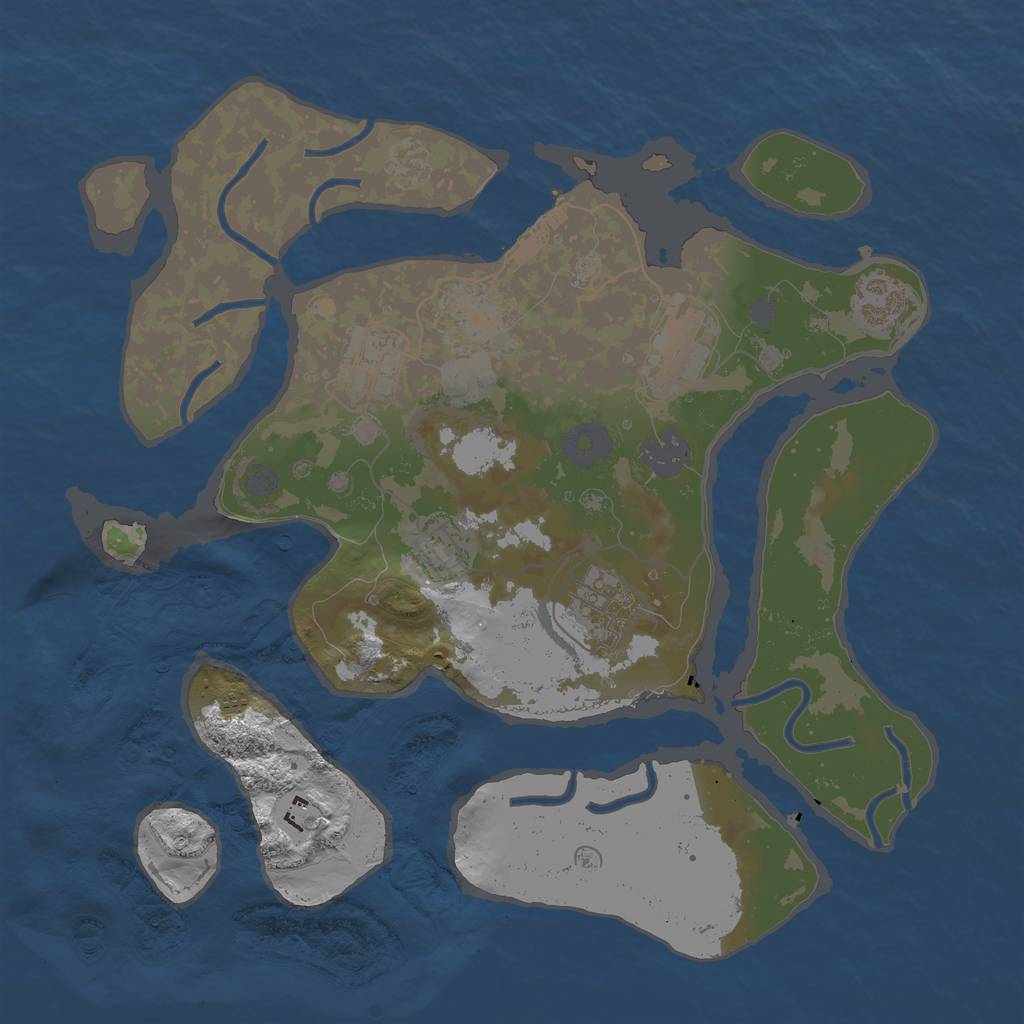 Rust Map: Procedural Map, Size: 3232, Seed: 3448, 11 Monuments