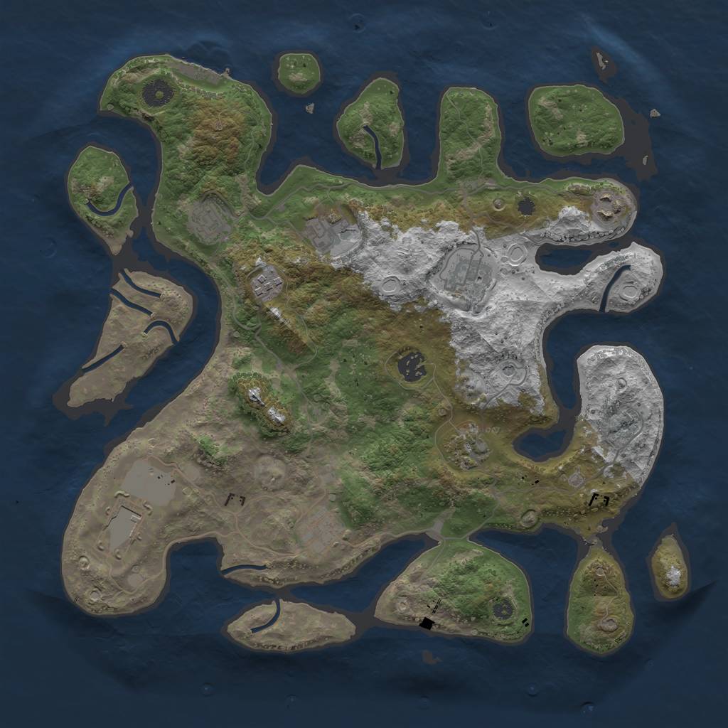 Rust Map: Procedural Map, Size: 3800, Seed: 62525, 16 Monuments