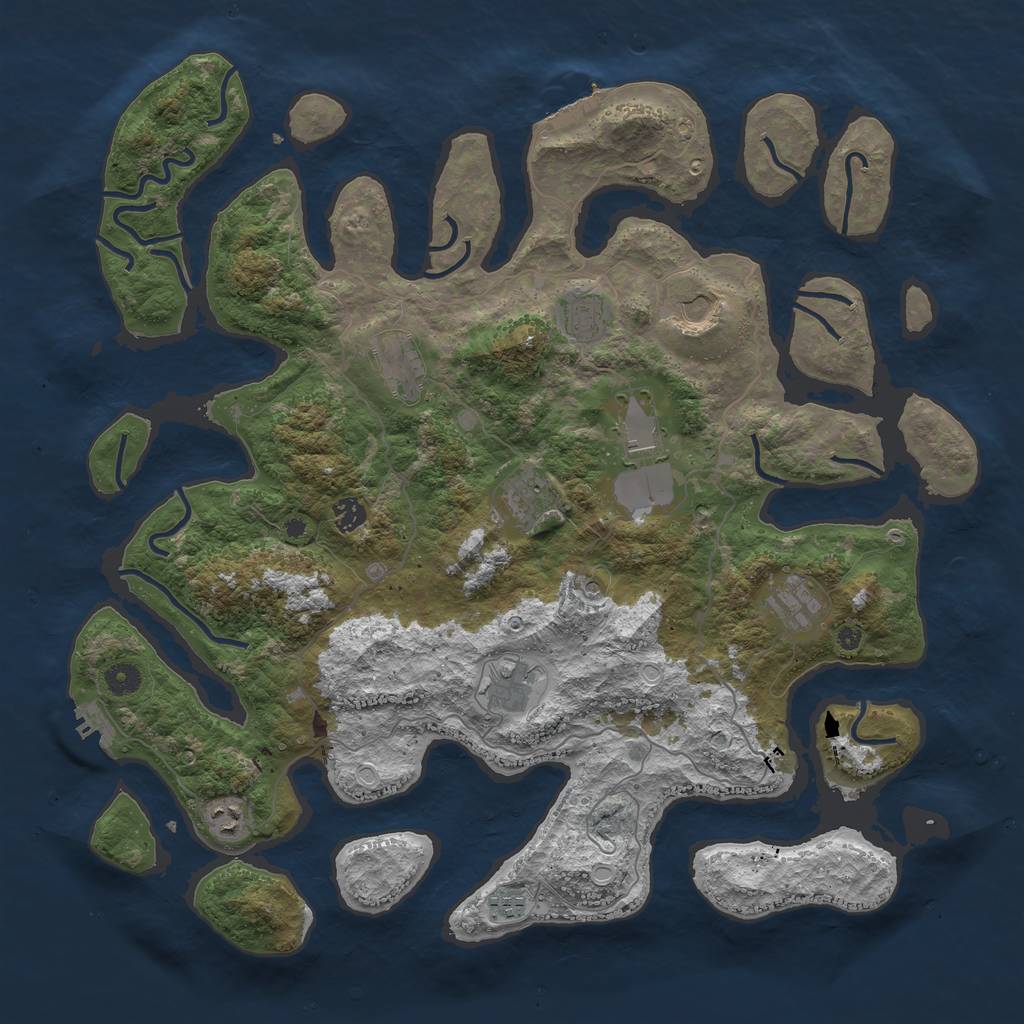 Rust Map: Procedural Map, Size: 4500, Seed: 770777, 21 Monuments