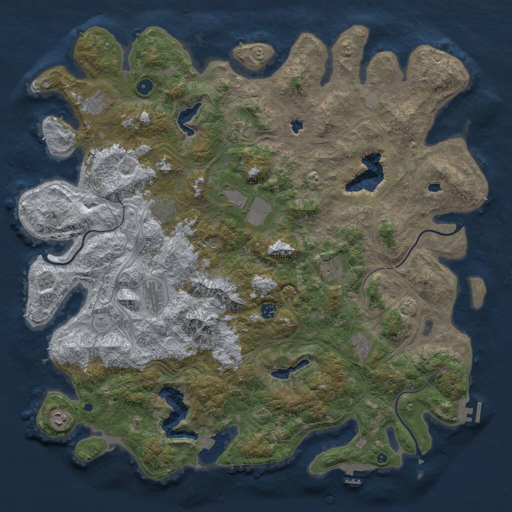 Rust Map: Procedural Map, Size: 5000, Seed: 1706, 16 Monuments