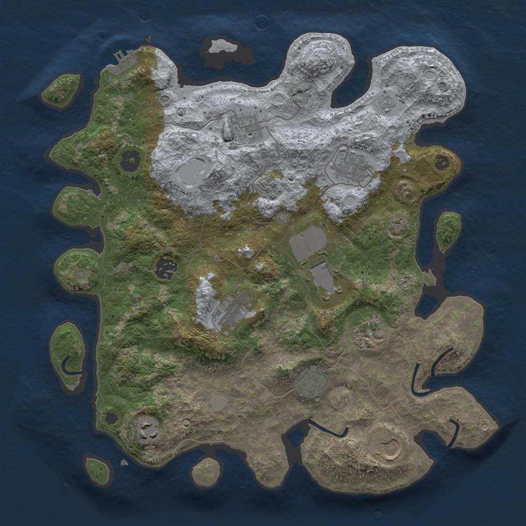 Rust Map: Procedural Map, Size: 3700, Seed: 1914773814, 16 Monuments