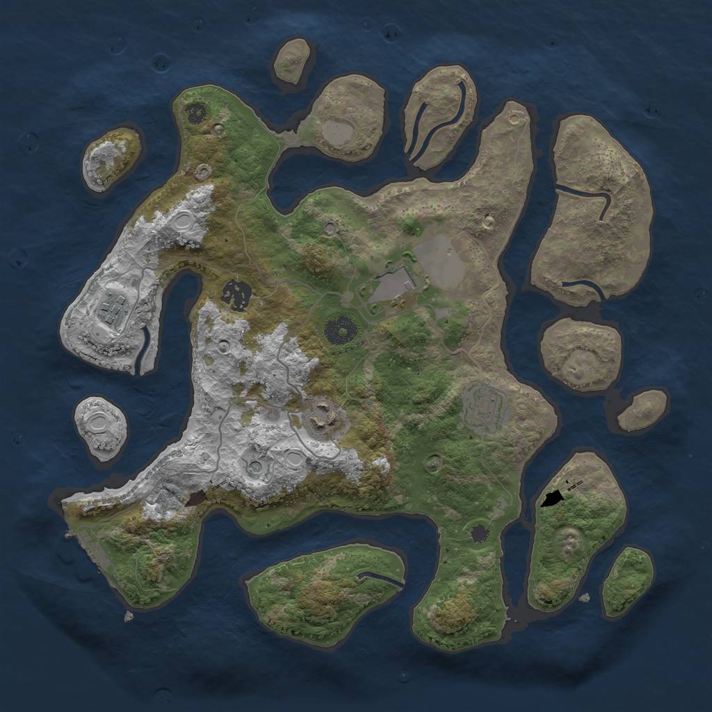 Rust Map: Procedural Map, Size: 3500, Seed: 100020803, 12 Monuments