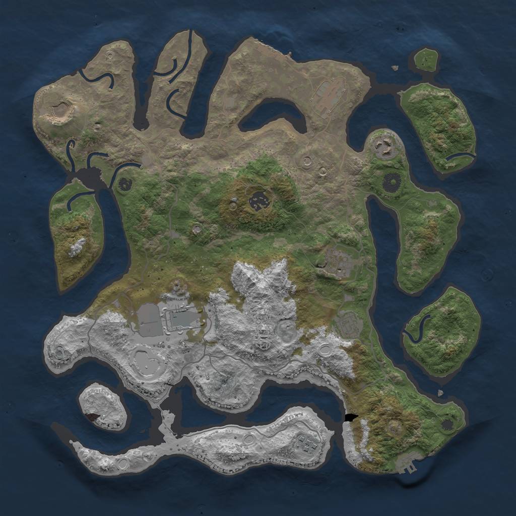 Rust Map: Procedural Map, Size: 4000, Seed: 182466, 16 Monuments