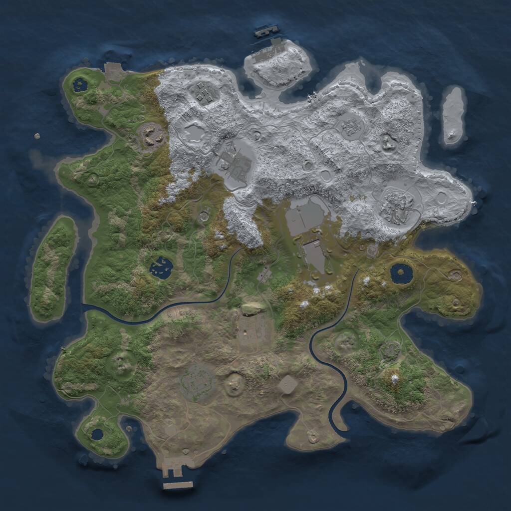 Rust Map: Procedural Map, Size: 3500, Seed: 783778272, 14 Monuments