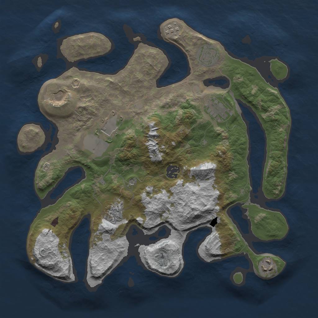 Rust Map: Barren, Size: 3500, Seed: 2002, 11 Monuments