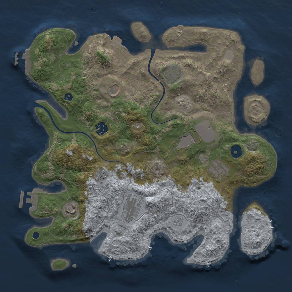 Rust Map: Procedural Map, Size: 3500, Seed: 990583321, 14 Monuments