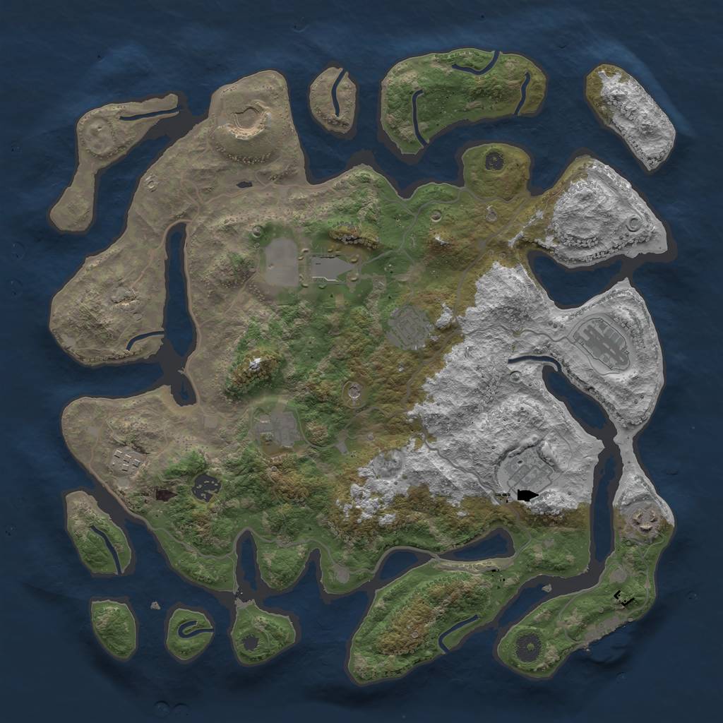 Rust Map: Procedural Map, Size: 4000, Seed: 506221, 13 Monuments