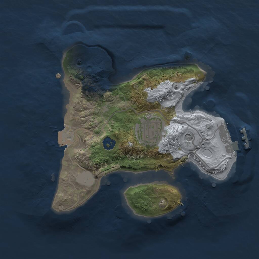 Rust Map: Procedural Map, Size: 2000, Seed: 1256, 4 Monuments