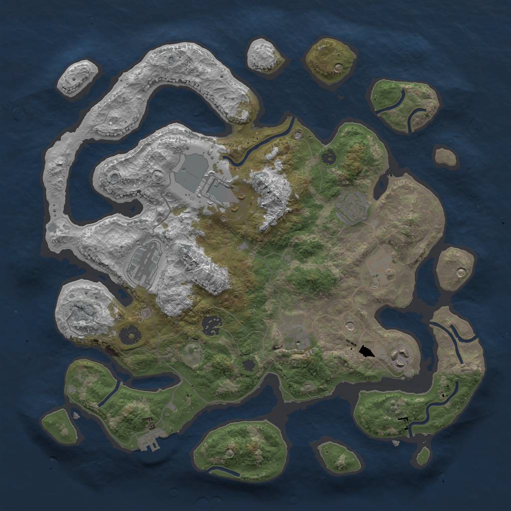 Rust Map: Procedural Map, Size: 3700, Seed: 85222, 11 Monuments