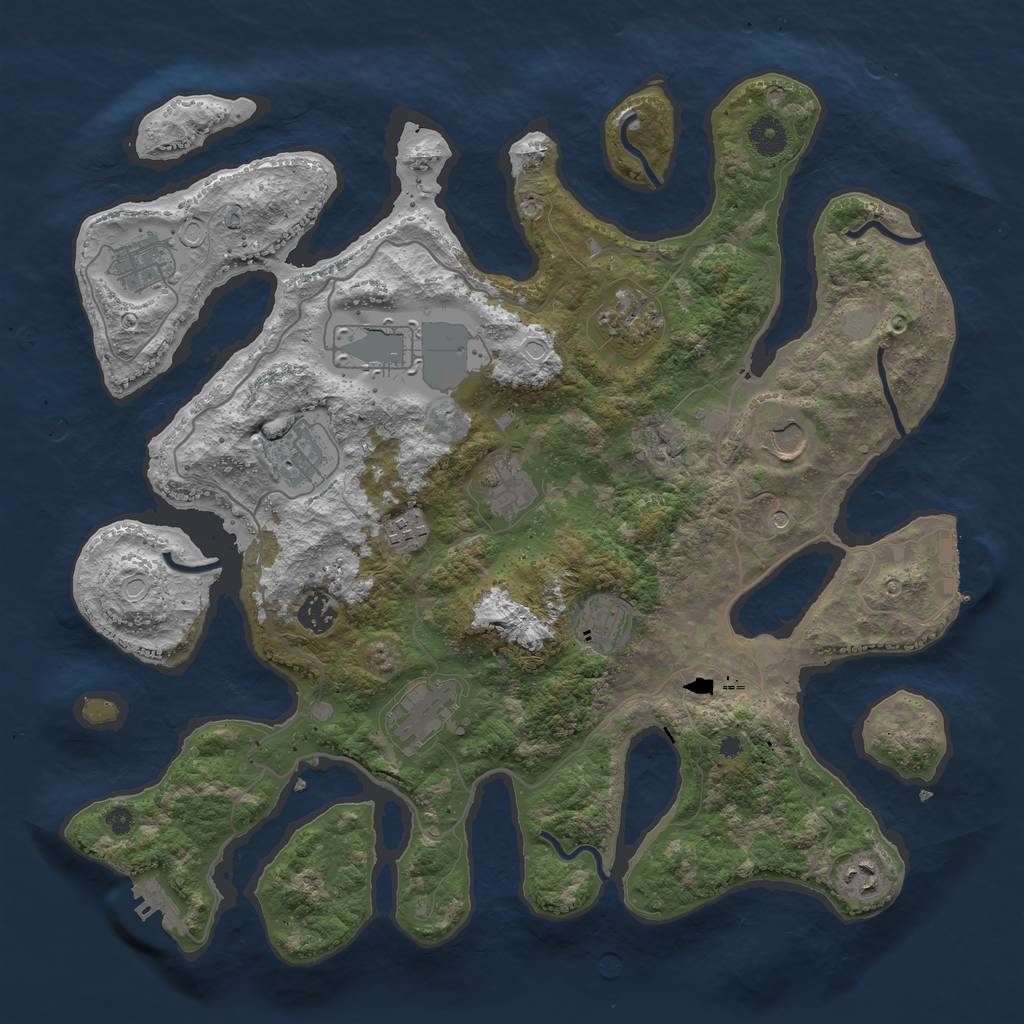 Rust Map: Procedural Map, Size: 4000, Seed: 2053728895, 19 Monuments