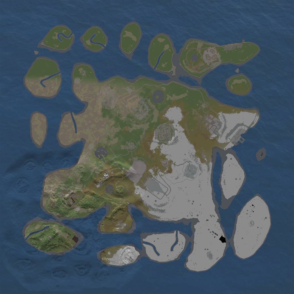 Rust Map: Procedural Map, Size: 3500, Seed: 658247624, 13 Monuments