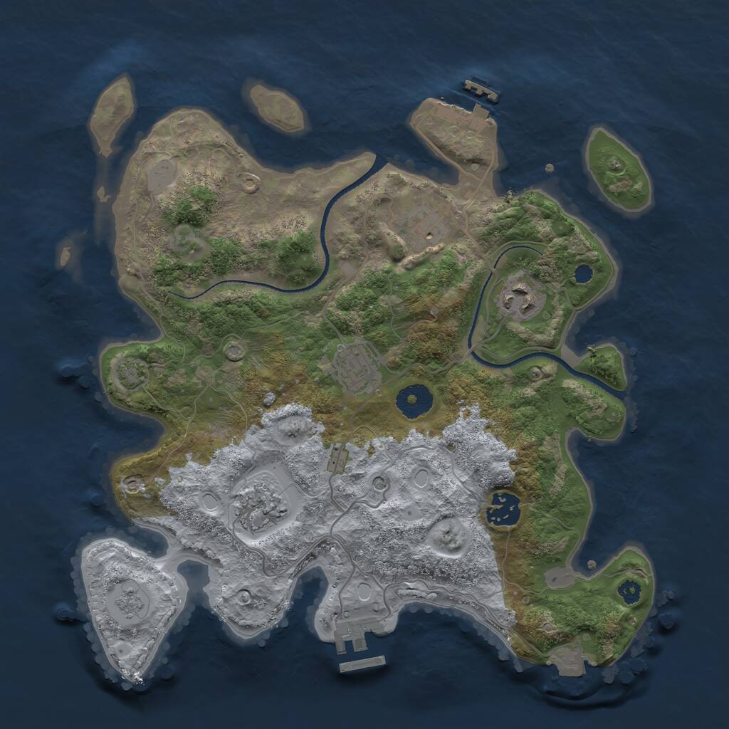Rust Map: Procedural Map, Size: 3200, Seed: 952257495, 11 Monuments