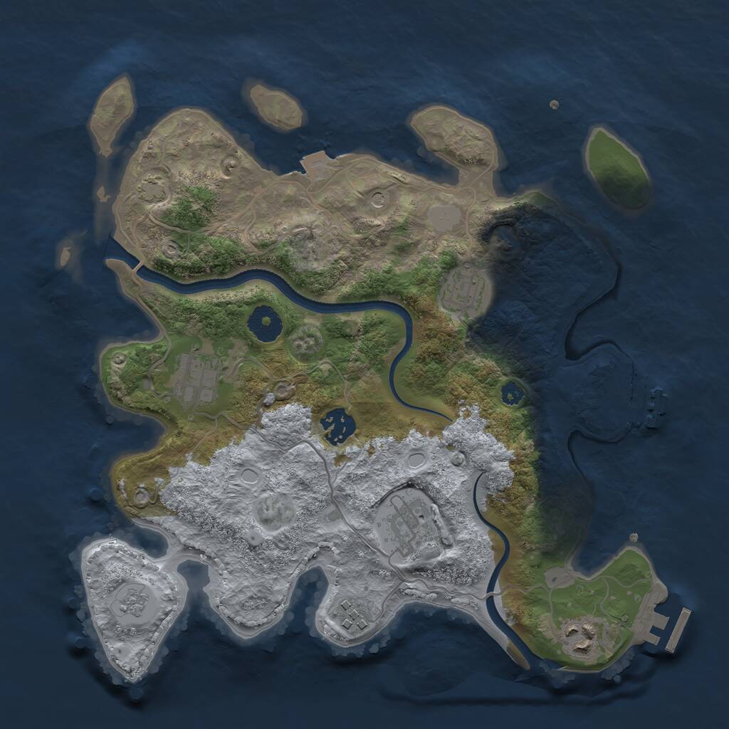 Rust Map: Procedural Map, Size: 3200, Seed: 952257495, 12 Monuments