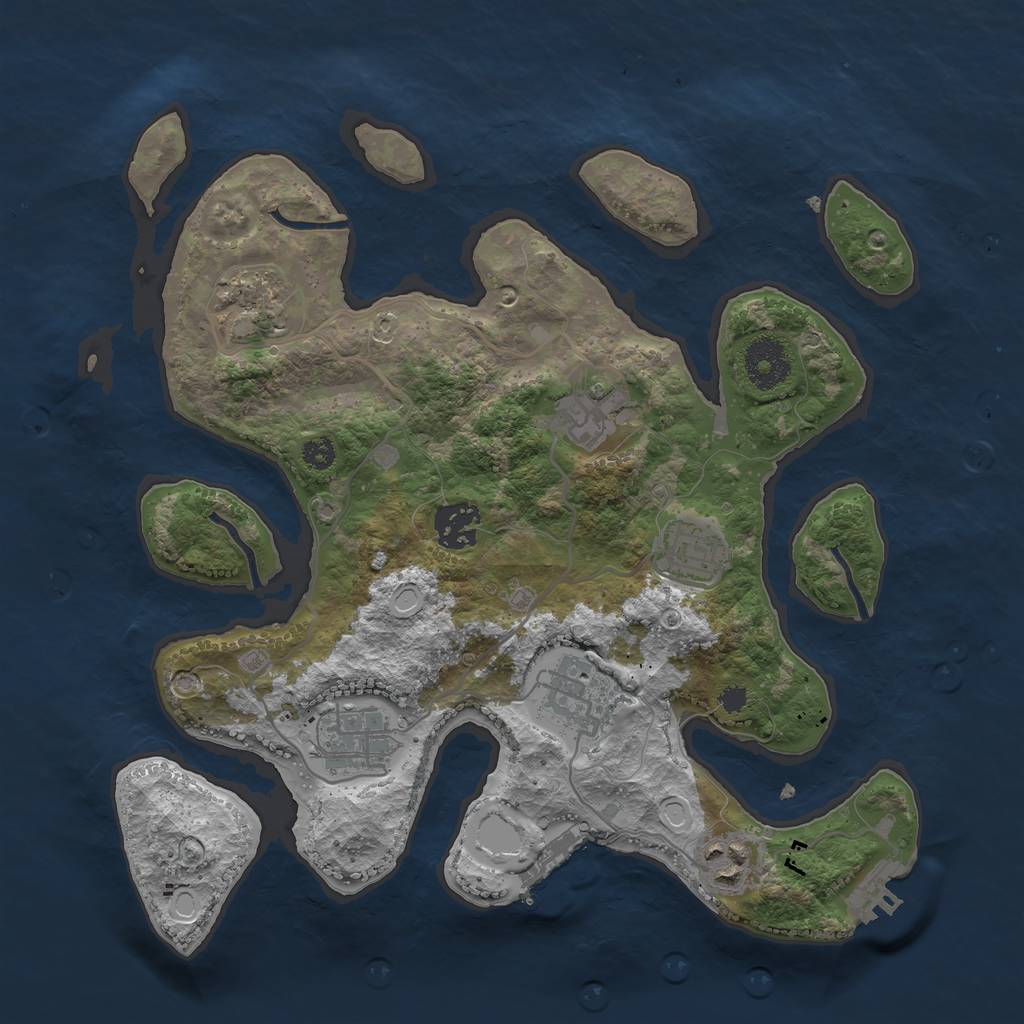 Rust Map: Procedural Map, Size: 3200, Seed: 952257495, 14 Monuments