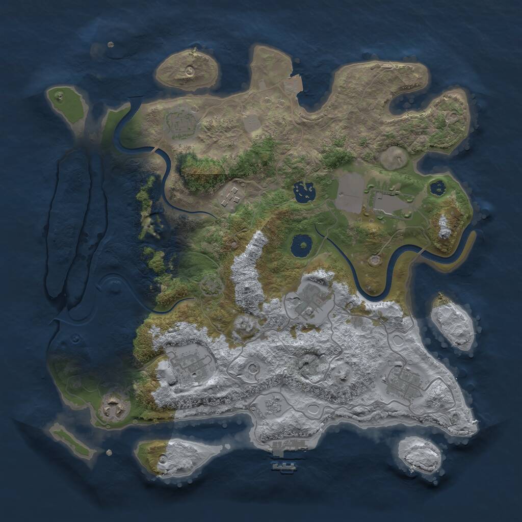 Rust Map: Procedural Map, Size: 3500, Seed: 529544807, 13 Monuments