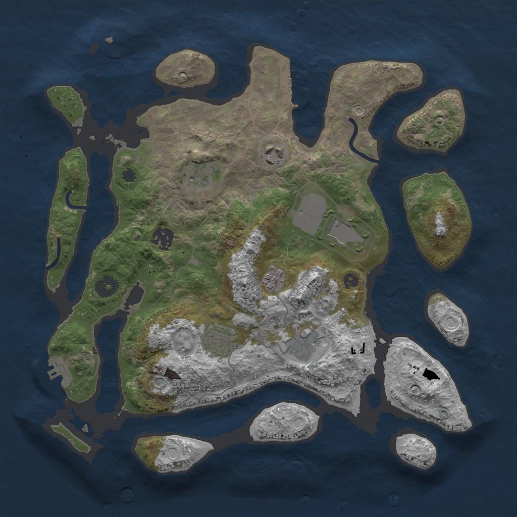 Rust Map: Procedural Map, Size: 3500, Seed: 529544807, 18 Monuments