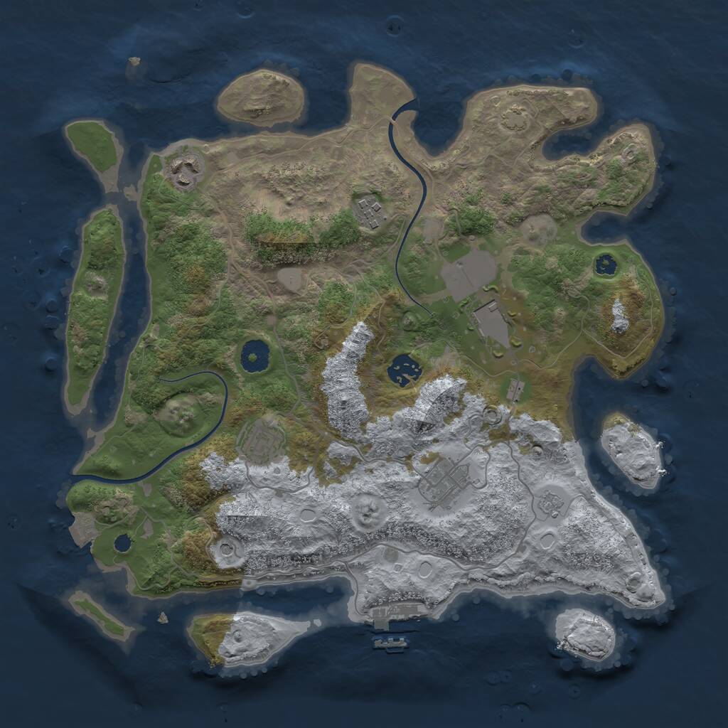 Rust Map: Procedural Map, Size: 3500, Seed: 529544807, 11 Monuments