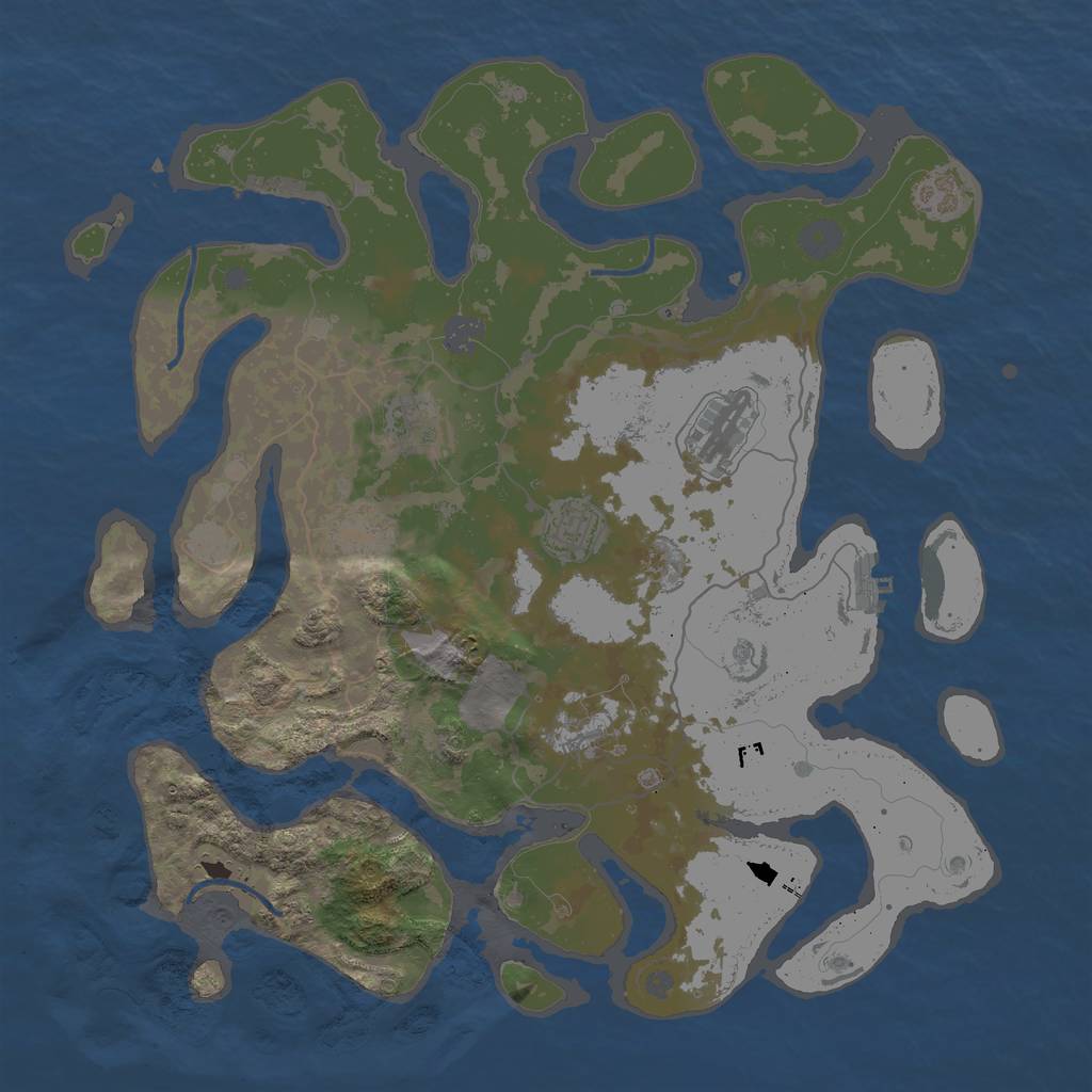 Rust Map: Procedural Map, Size: 4000, Seed: 746361634, 14 Monuments