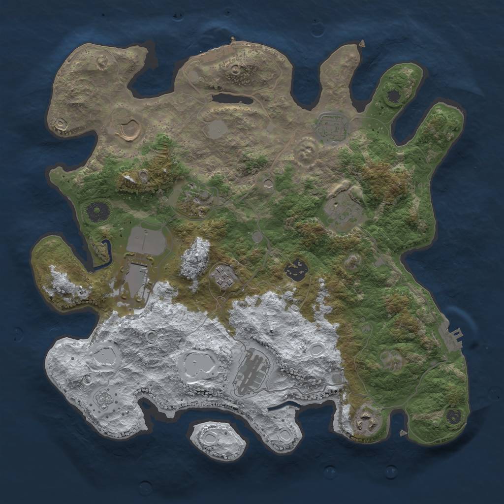 Rust Map: Procedural Map, Size: 3500, Seed: 654223, 18 Monuments