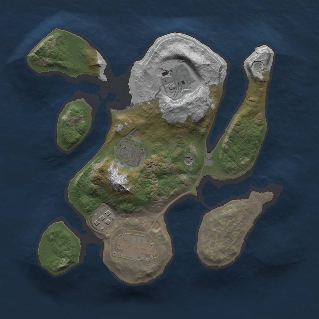 Rust Map: Barren, Size: 2400, Seed: 1, 7 Monuments