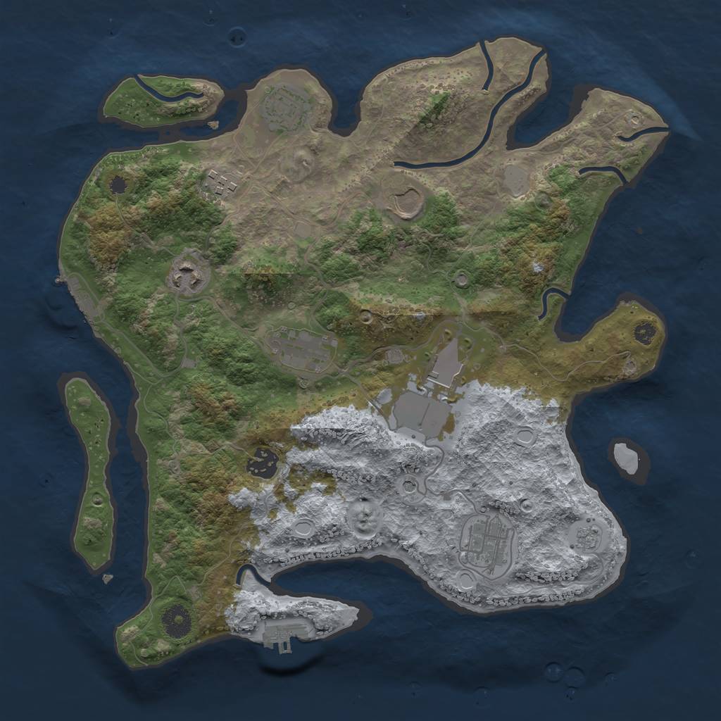 Rust Map: Procedural Map, Size: 3500, Seed: 15429, 15 Monuments