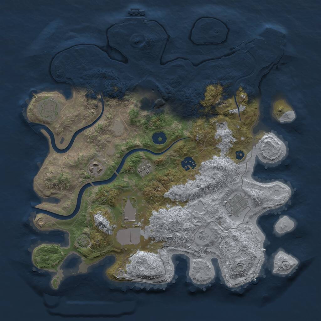 Rust Map: Procedural Map, Size: 3500, Seed: 113052620, 13 Monuments