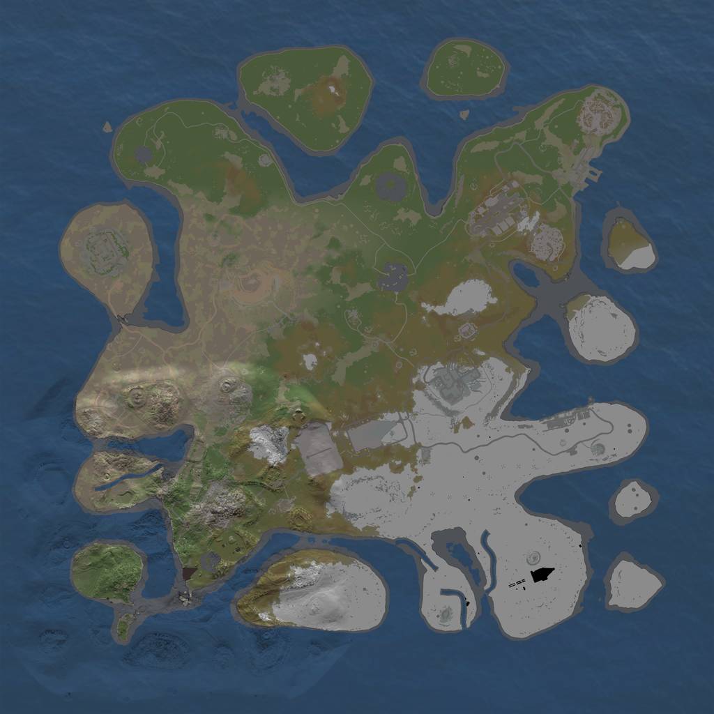 Rust Map: Procedural Map, Size: 3500, Seed: 113052620, 14 Monuments