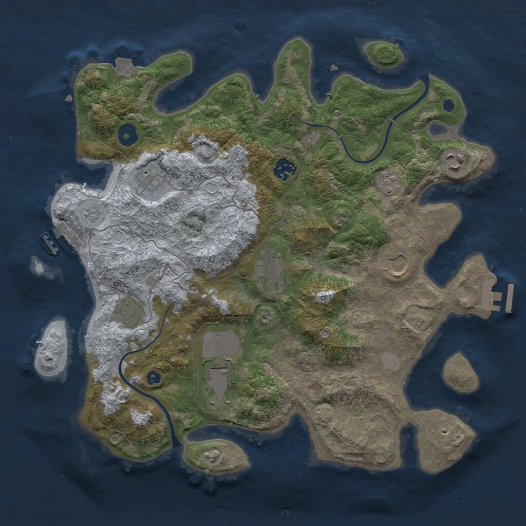 Rust Map: Procedural Map, Size: 3700, Seed: 987462264, 14 Monuments